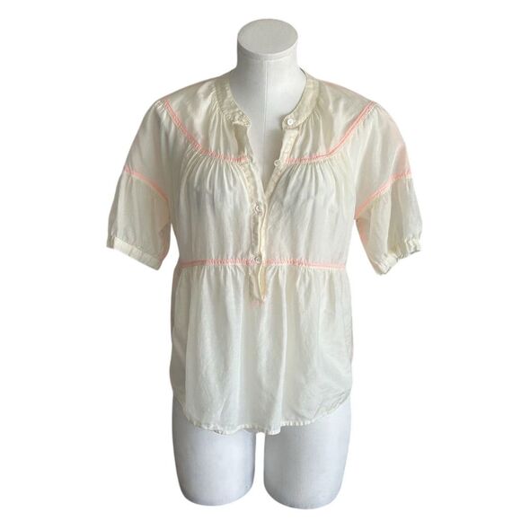 J. Crew Tops - J. Crew Women's Ivory Blouse Size 2 Short Sleeve Casual Top